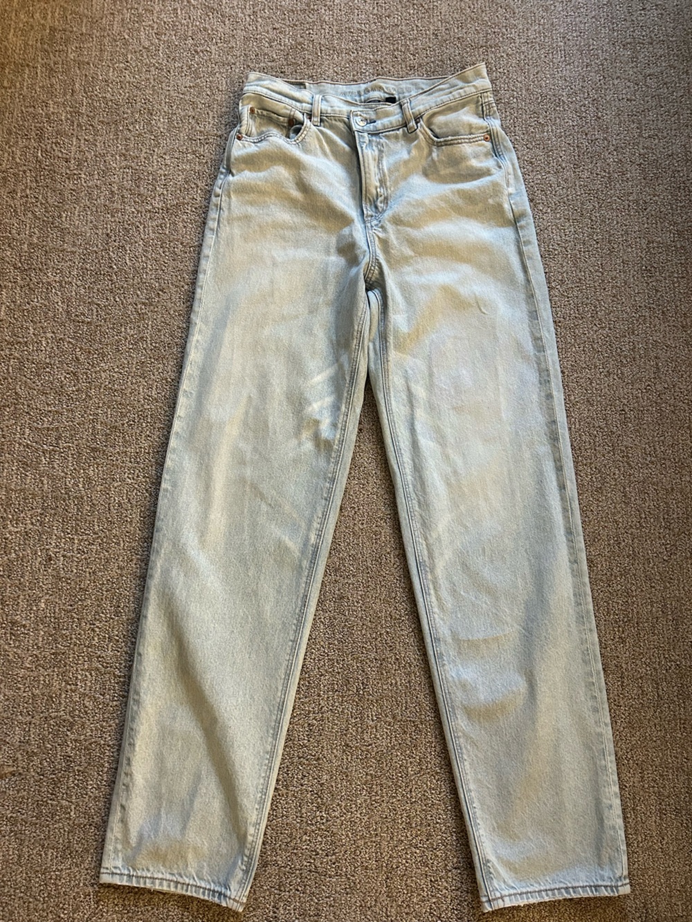 Women's American Eagle Light Wash Strigid Jeans with Cross Button Waist